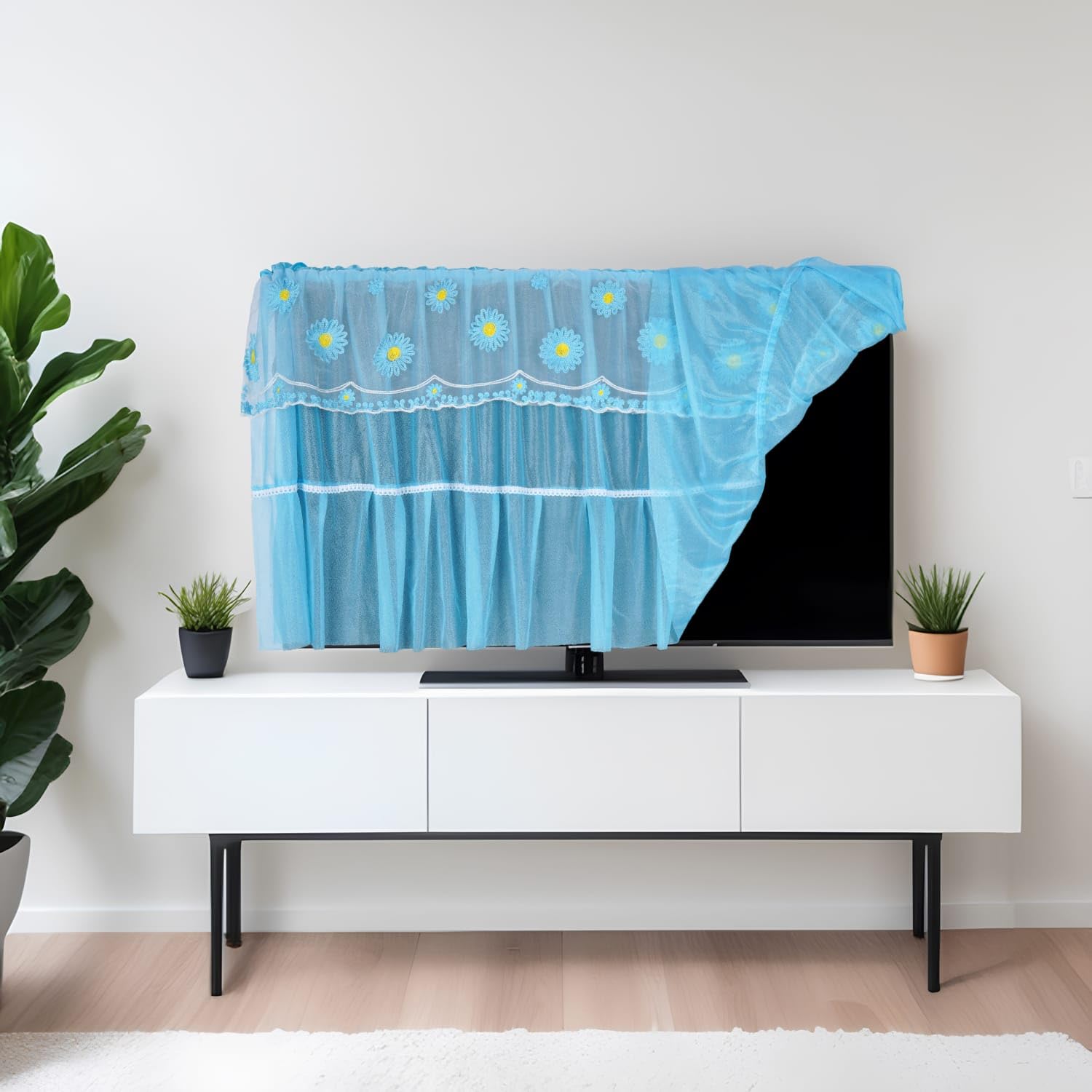 Blue TV Screen Dustproof Cover – Protective Cloth Cover for In TV