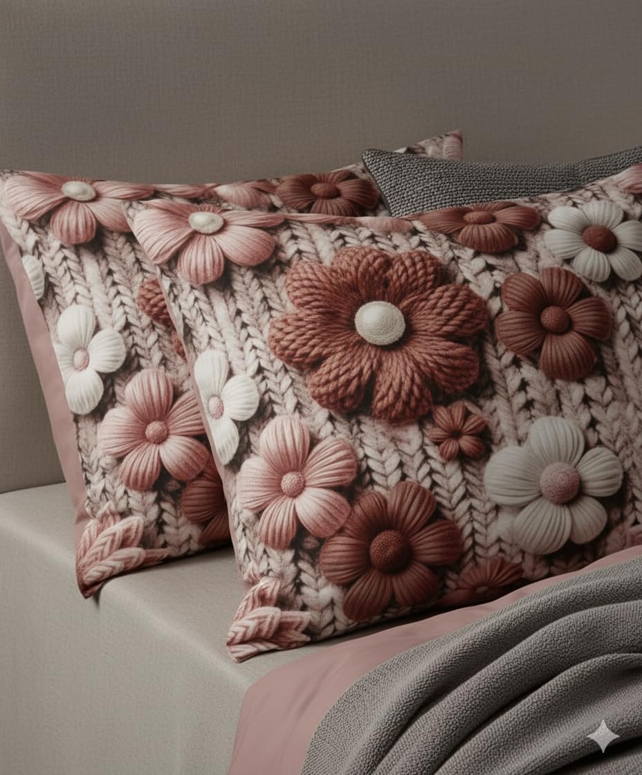 7D Design Queen Size Bedsheet (228x254 Inch) with 2 Pillow Covers (19x29 Inch)