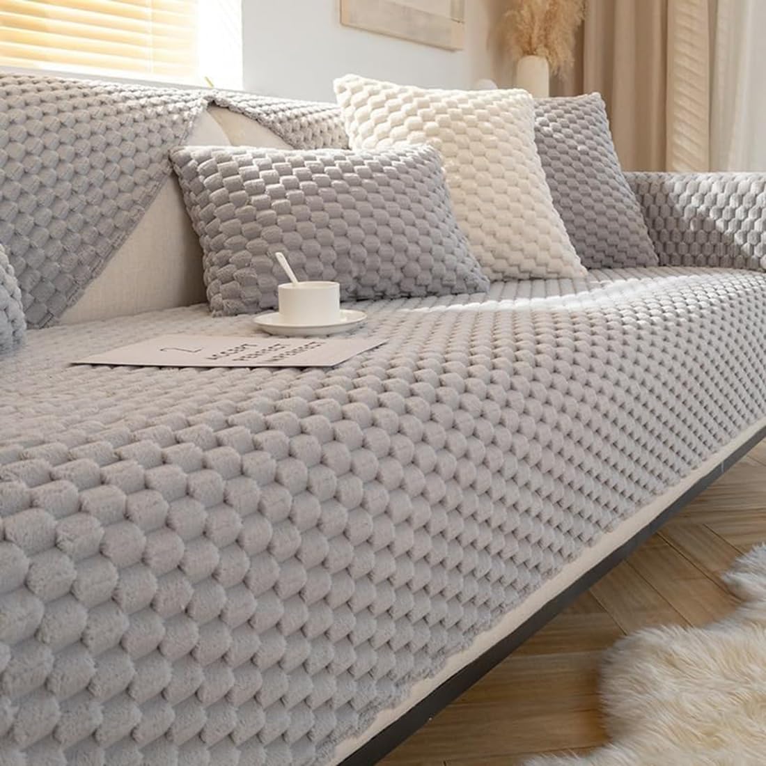 Textured Plush Sofa Cover