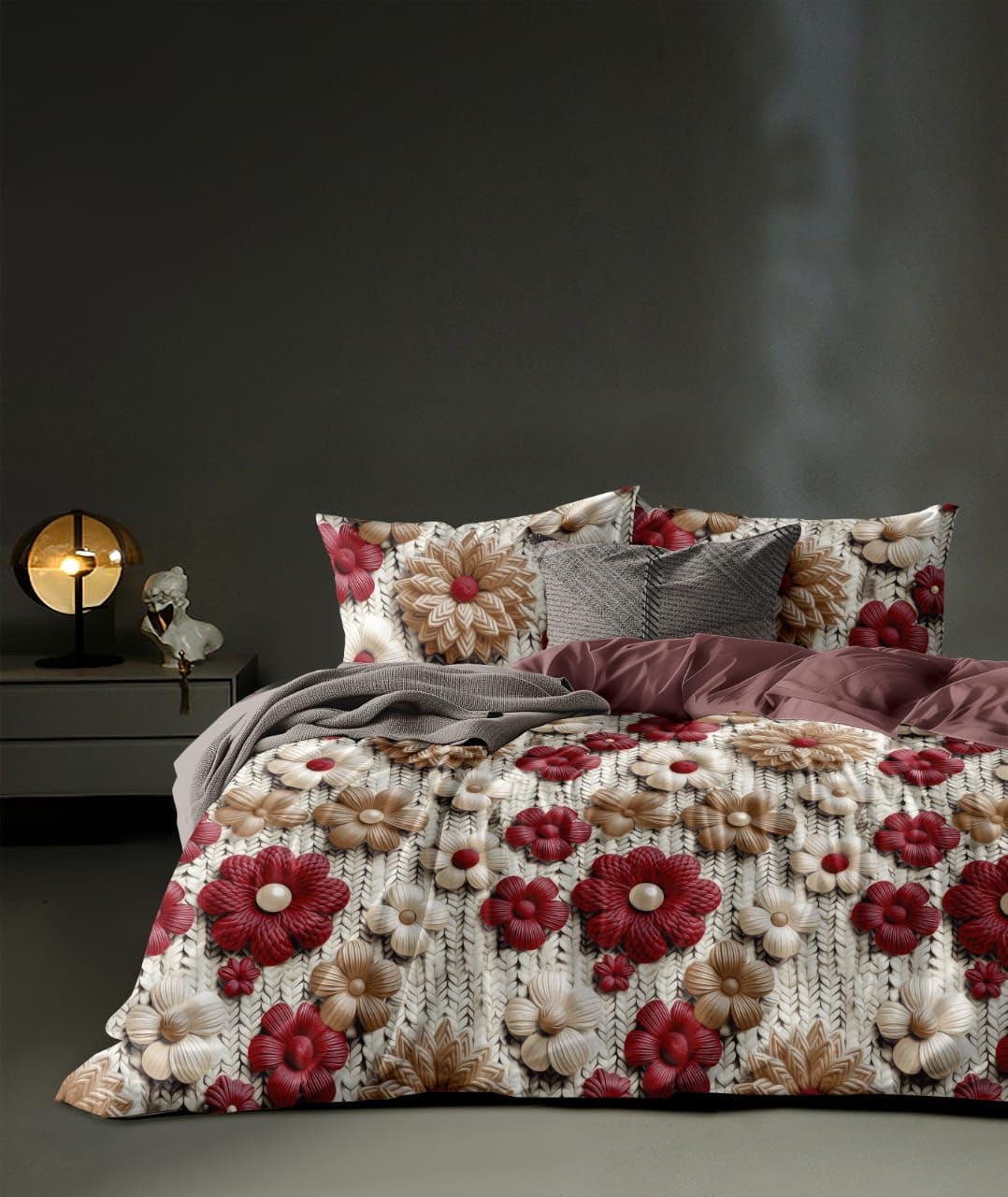 7D Design Queen Size Bedsheet (228x254 Inch) with 2 Pillow Covers (19x29 Inch)