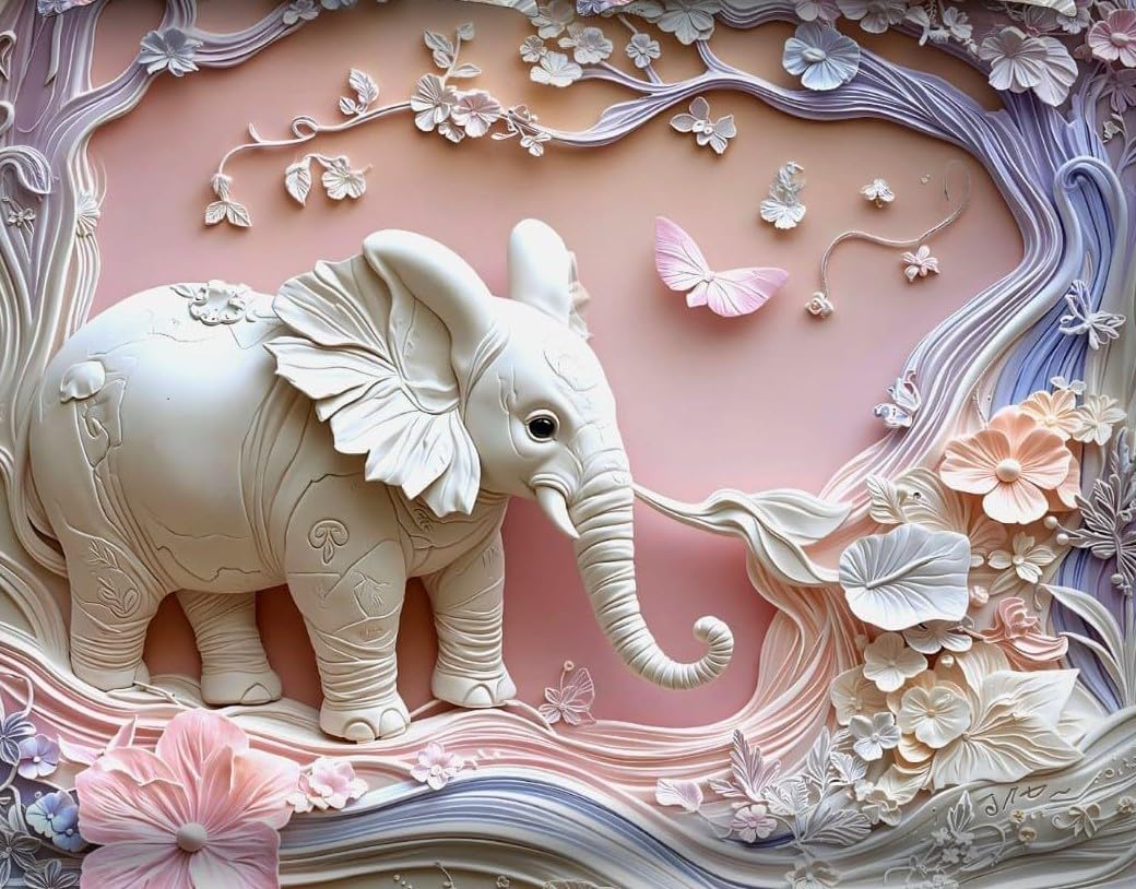 7D Design Queen Size Bedsheet (228x254 Inch) with 2 Pillow Covers (19x29 Inch) (7D-Design-(Elephant))