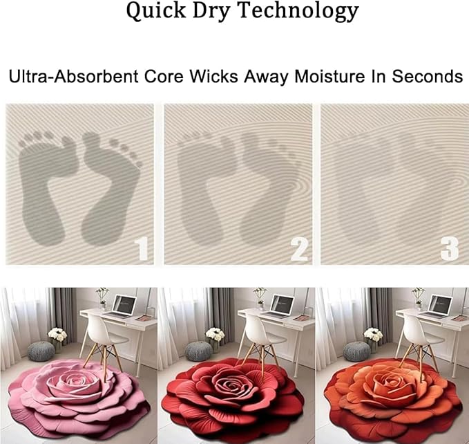 Bold Red 3D Rose Flower Floor Mat