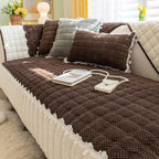 French Corduroy Lace Sofa Mat With Back Covers