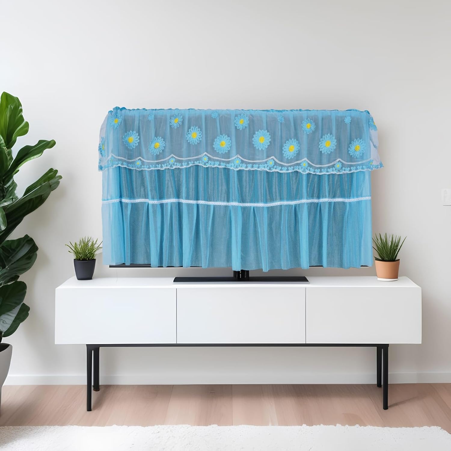 Blue TV Screen Dustproof Cover – Protective Cloth Cover for In TV