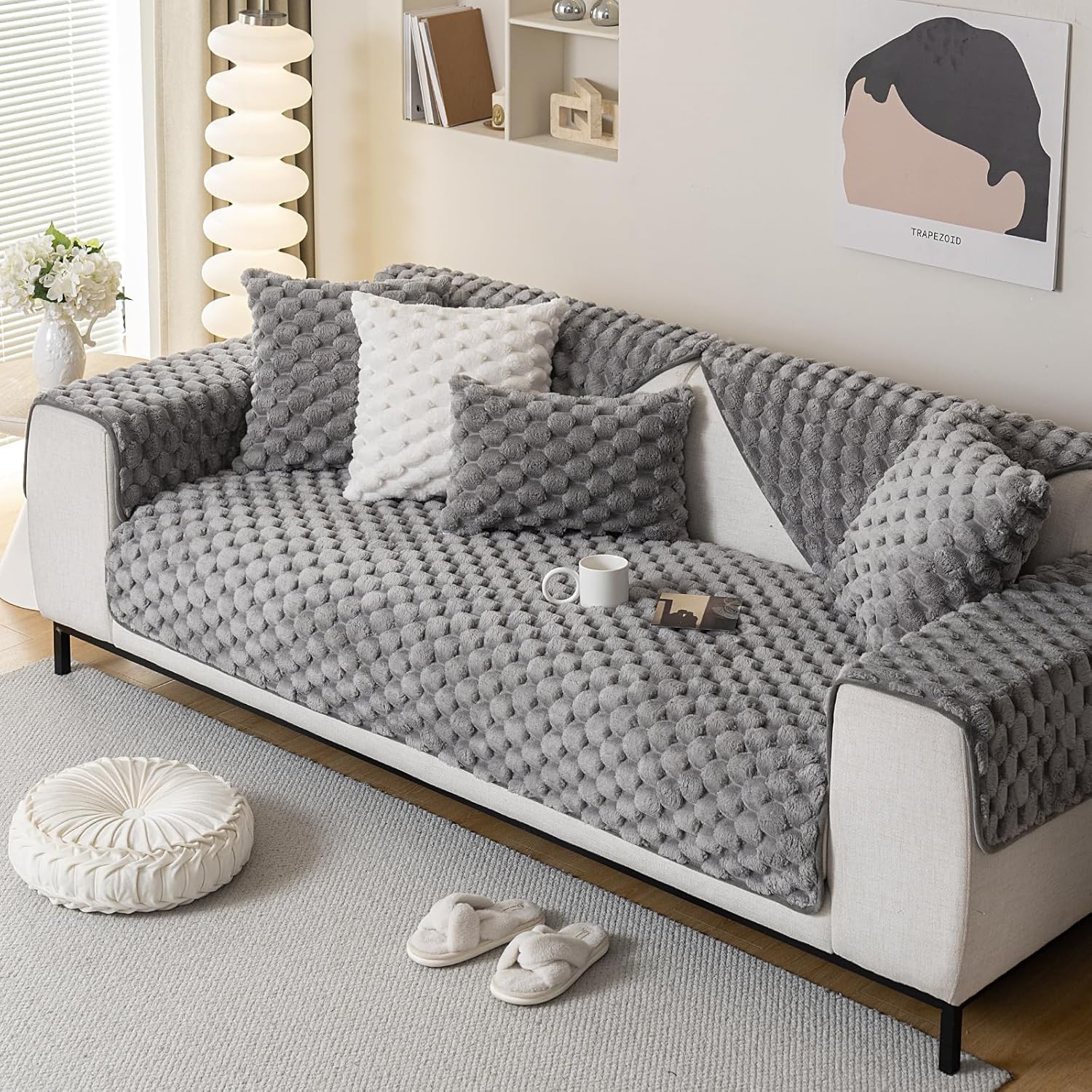 Textured Plush Sofa Cover