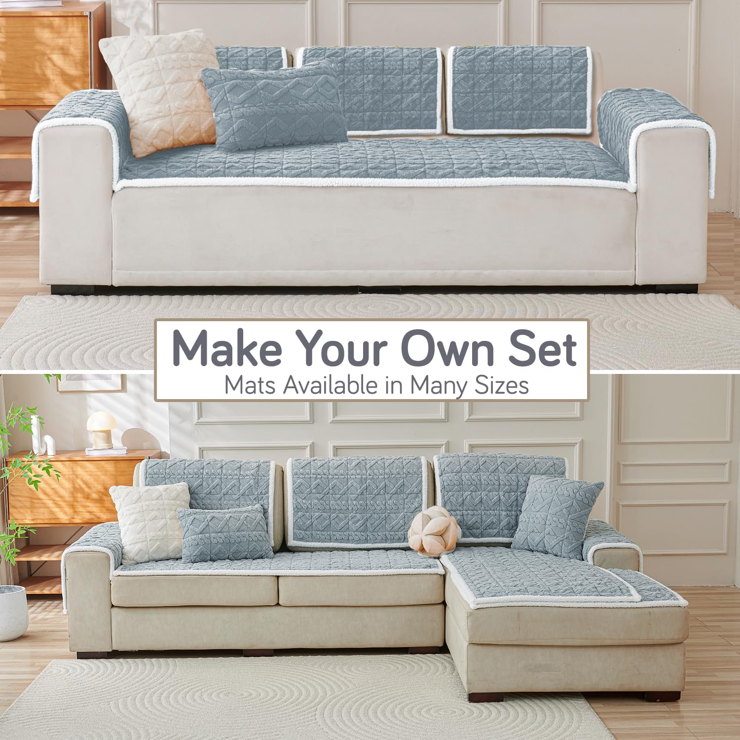 Luxury Jacquard Plush Sofa Cover Mat With Backrest