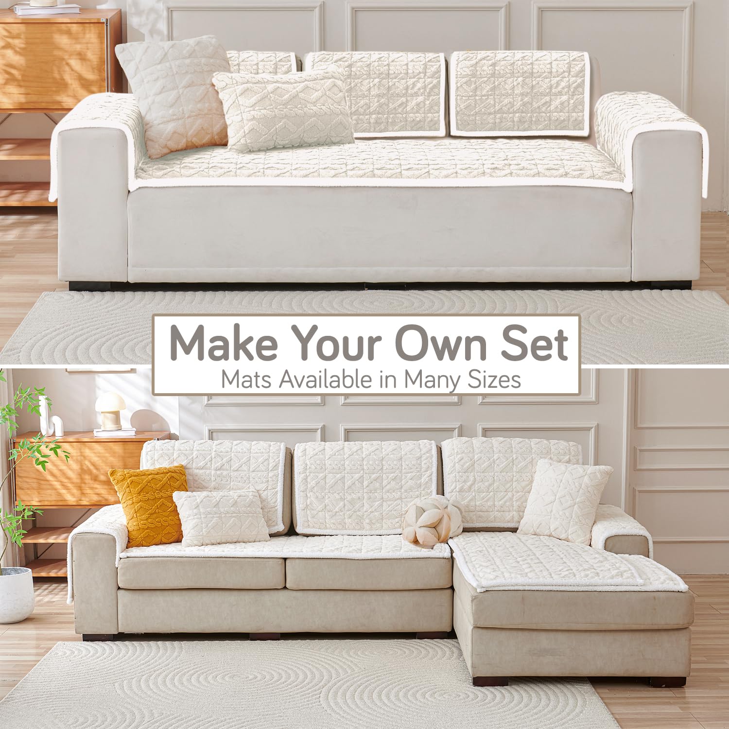 Luxury Jacquard Plush Sofa Cover Mat With Backrest