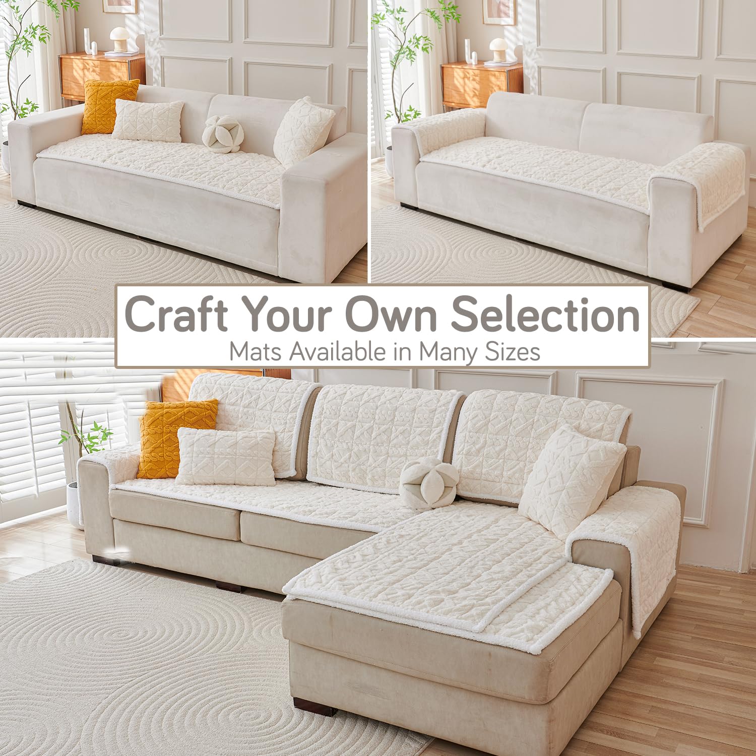 Luxury Jacquard Plush Sofa Cover Mat With Backrest