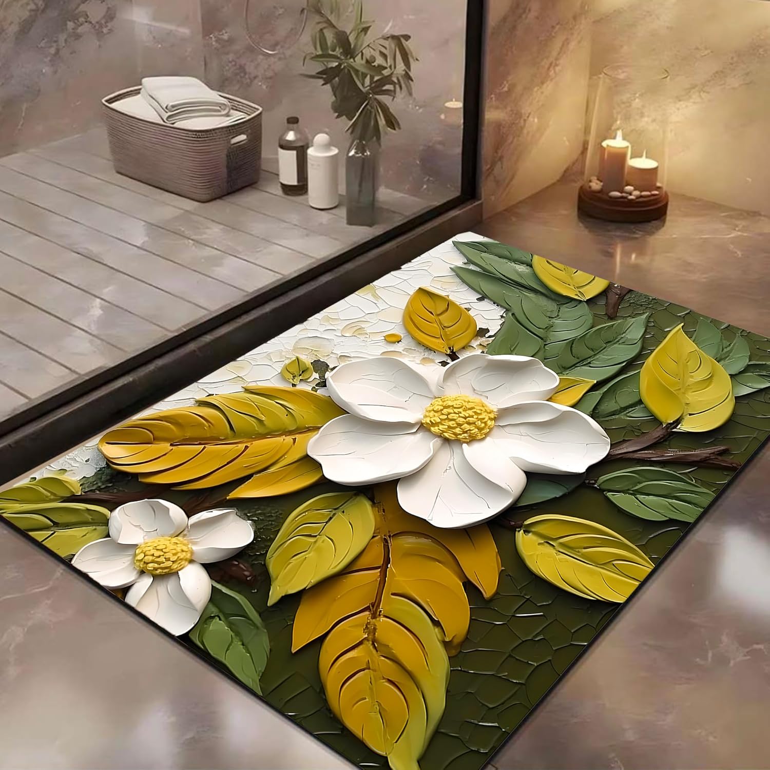3D Patterned Anti Slip Water Soaking Rectangular Floor Mat
