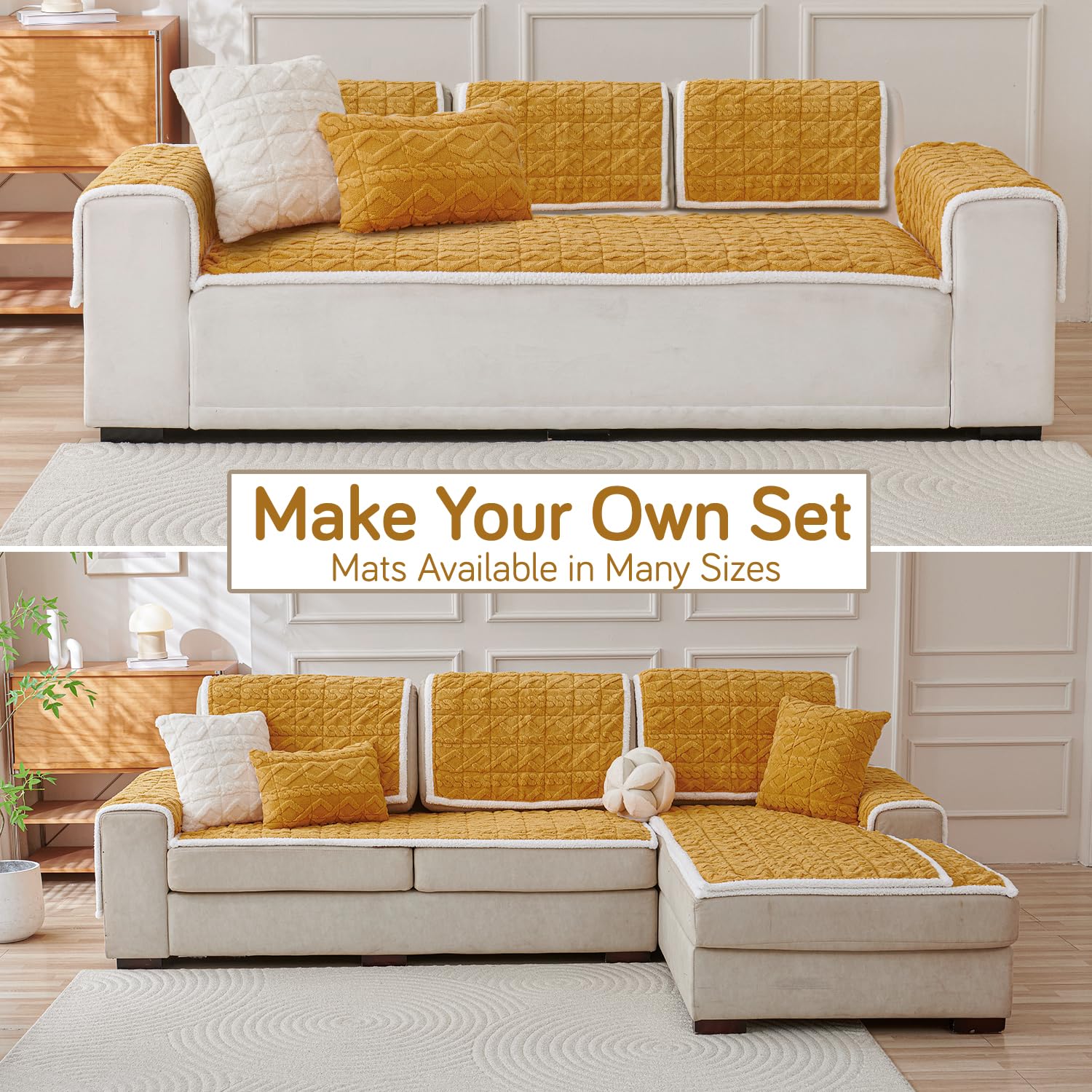 Luxury Jacquard Plush Sofa Cover Mat With Backrest
