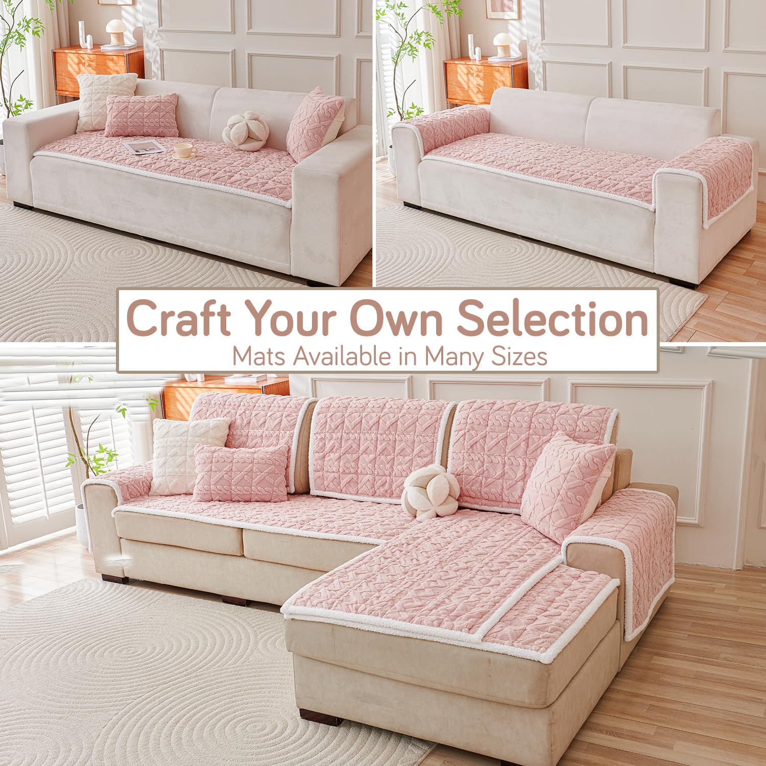 Luxury Jacquard Plush Sofa Cover Mat With Backrest