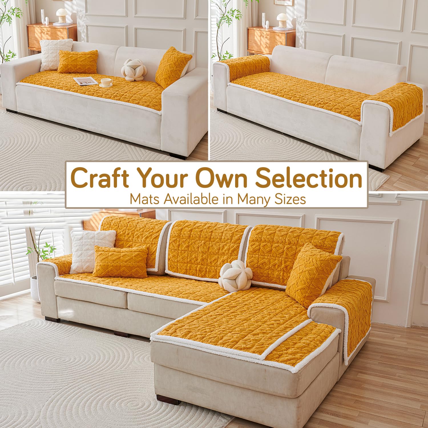 Luxury Jacquard Plush Sofa Cover Mat With Backrest