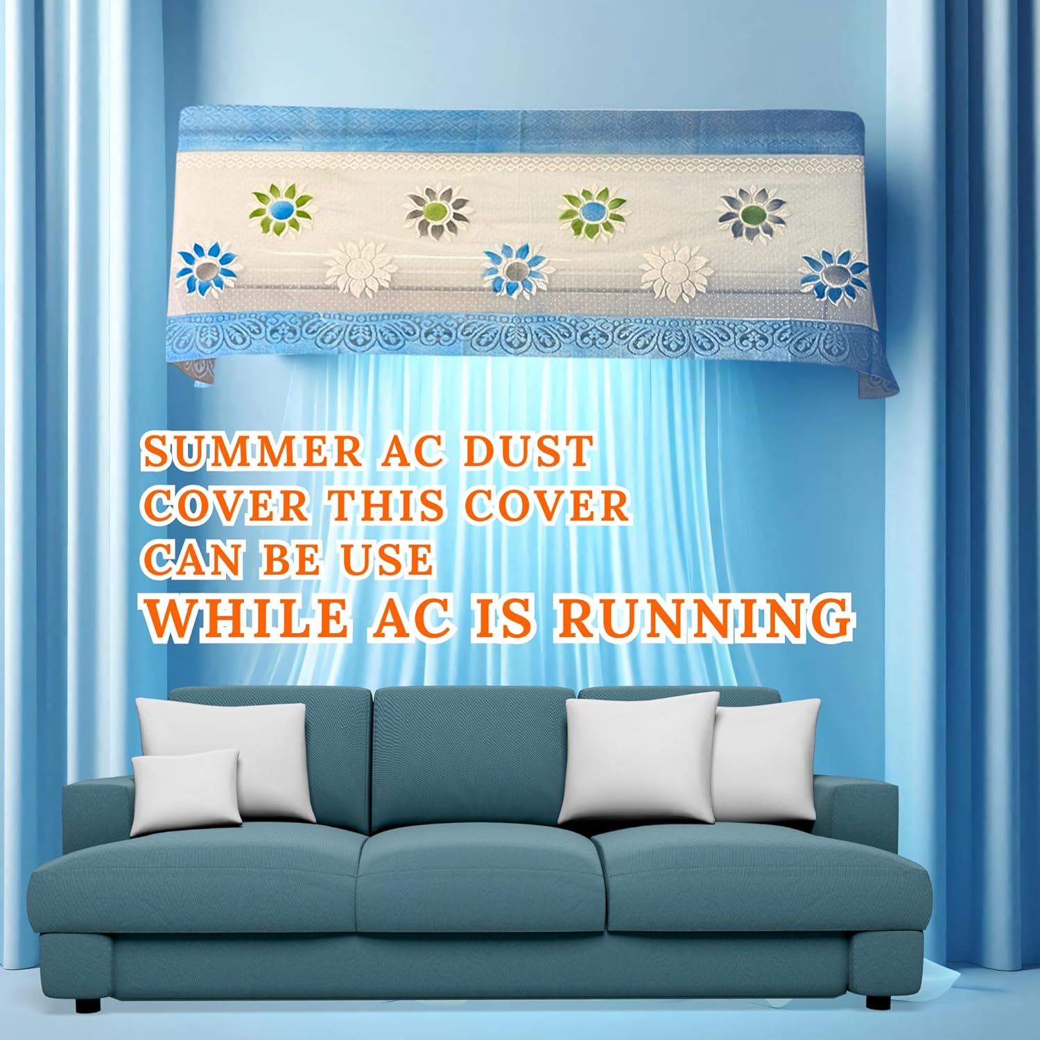 Cotton Net Split AC Cover Indoor Unit for 1.5 Ton Capacity AC