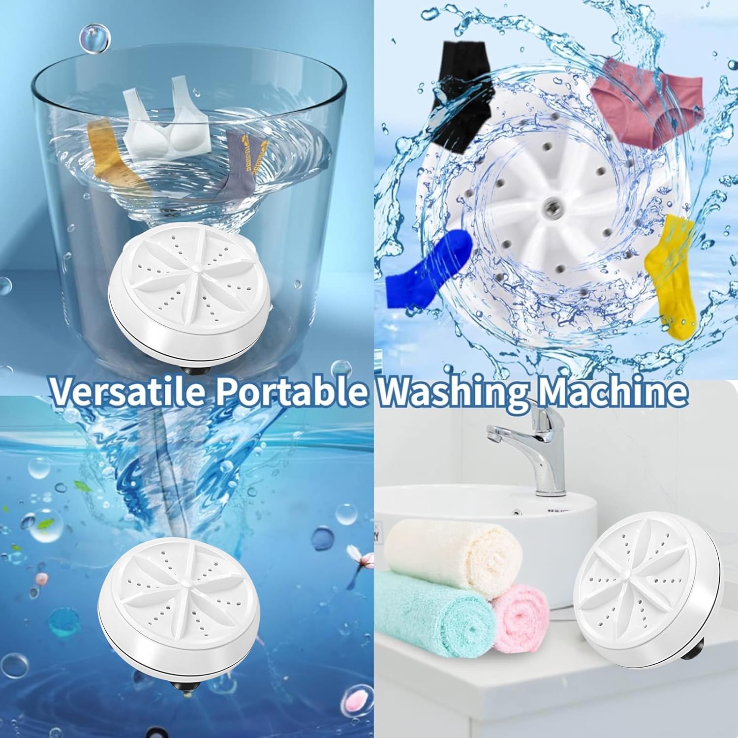 3-in-1 Portable Ultrasonic Mini Washing Machine | Washer + Dishwasher + Cleaner