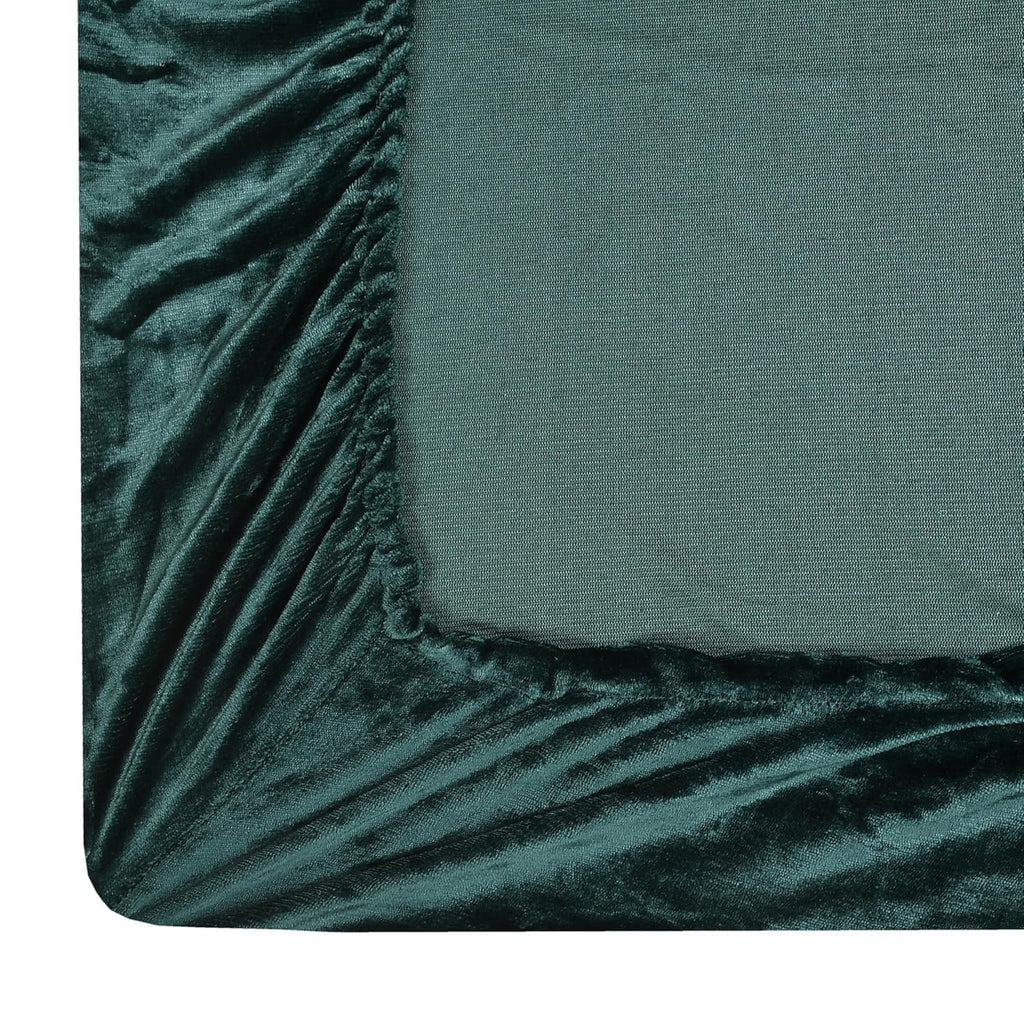 Woolen velvet Elastic Fitted Bedsheet With 2 Pillow Cover - (Green, King)