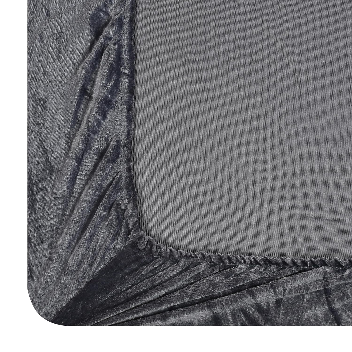 Woolen velvet Elastic Fitted Bedsheet With 2 Pillow Cover - (Grey)
