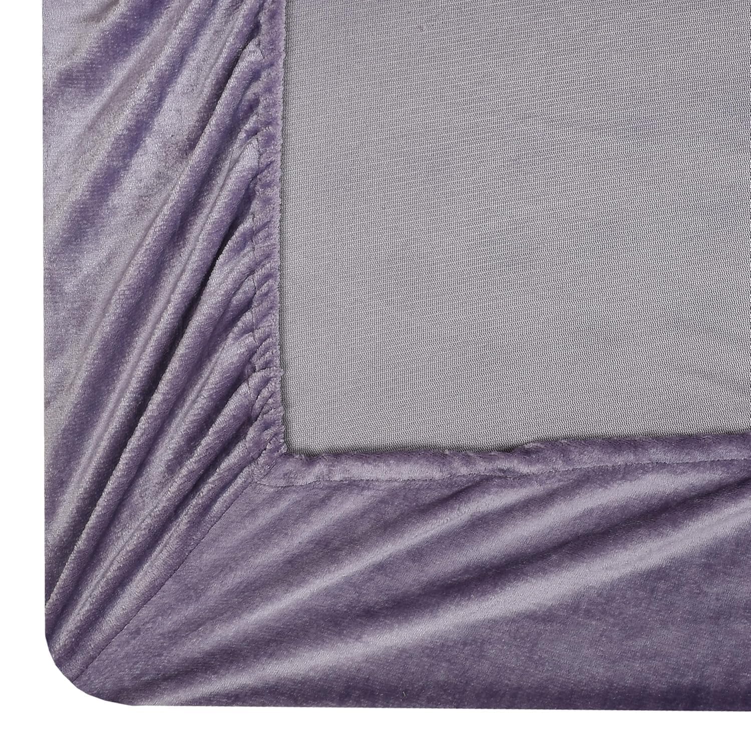 Woolen velvet Elastic Fitted Bedsheet With 2 Pillow Cover - (Purple)