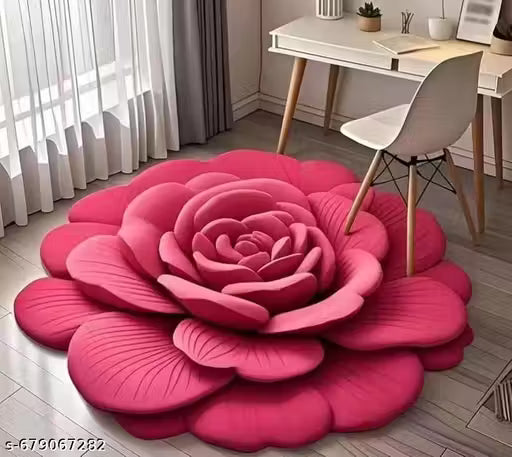 Bold Red 3D Rose Flower Floor Mat