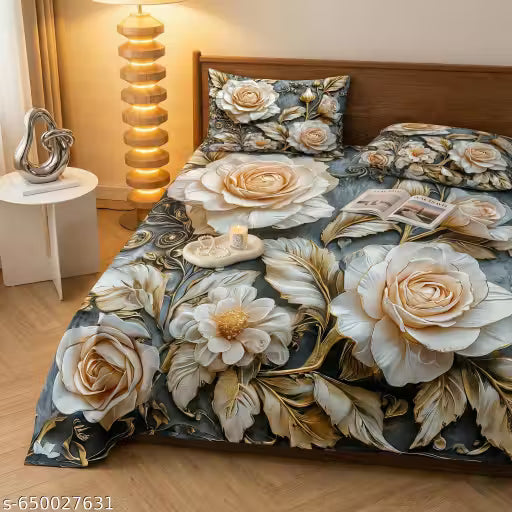 7D Design Queen Size Bedsheet with 2 Pillow Covers