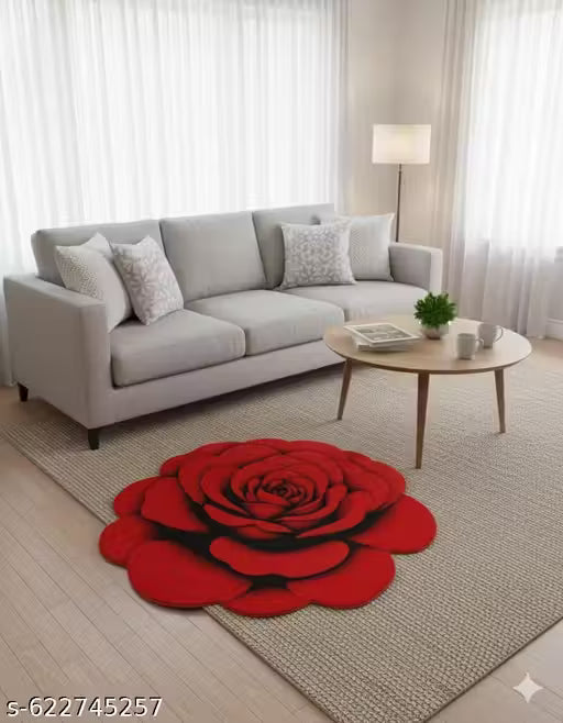 Bold Red 3D Rose Flower Floor Mat